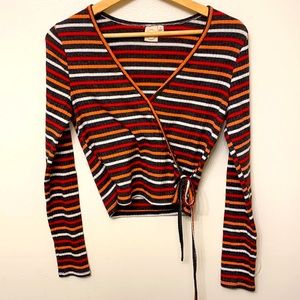 Striped cross body Tie crop top